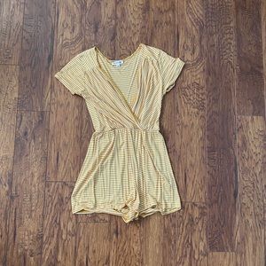 Yellow and White Striped Romper
